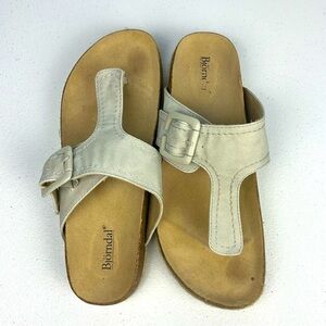 Bjorndal Penelope Sandals Gray Canvas Espadrille Flip Flops Buckle Shoes 9